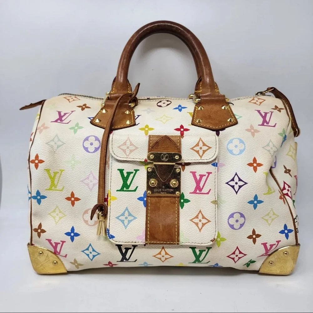SOLD. Louis Vuitton White Murakami Speedy 30 - Picture 1 of 14